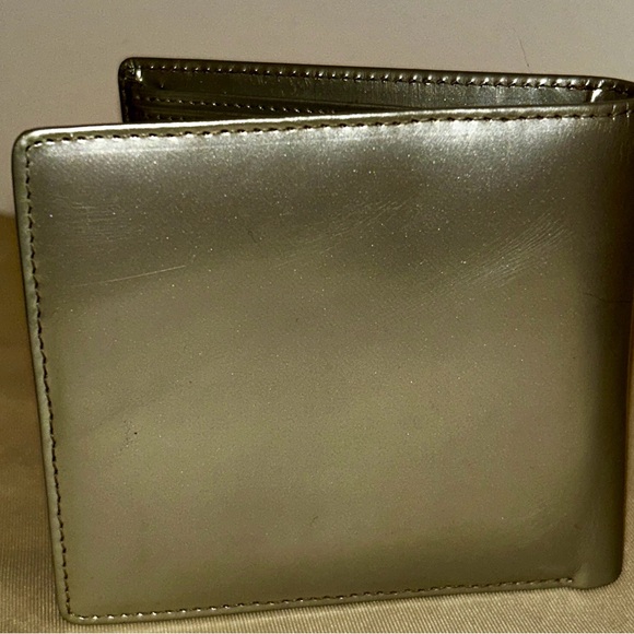 Prada Silver Bi-Fold Wallet Saffiano metallic leather.  Hard color to find. - Picture 4 of 14